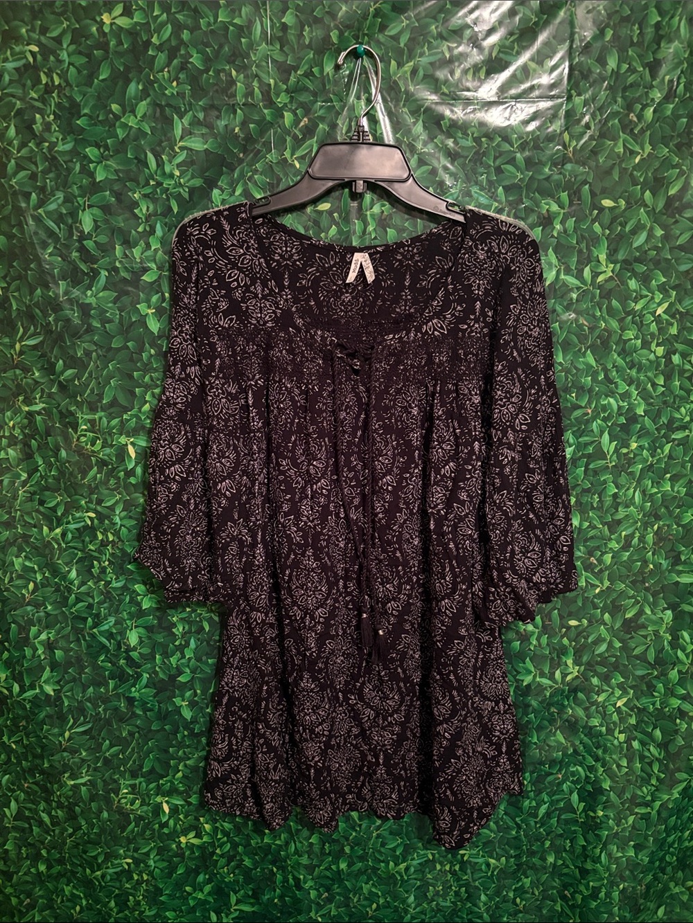 Mudd Black Printed Peasant Tunic